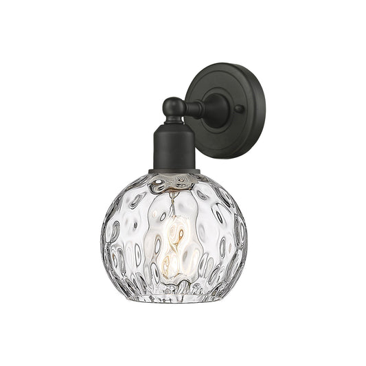 Innovations Athens Water Glass 6in 1-Light Wall Sconce | Industrial Oil Rubbed Bronze Steel and Clear Glass | Damp Rated Hallway | Model 900-1W-OB-G1215-6