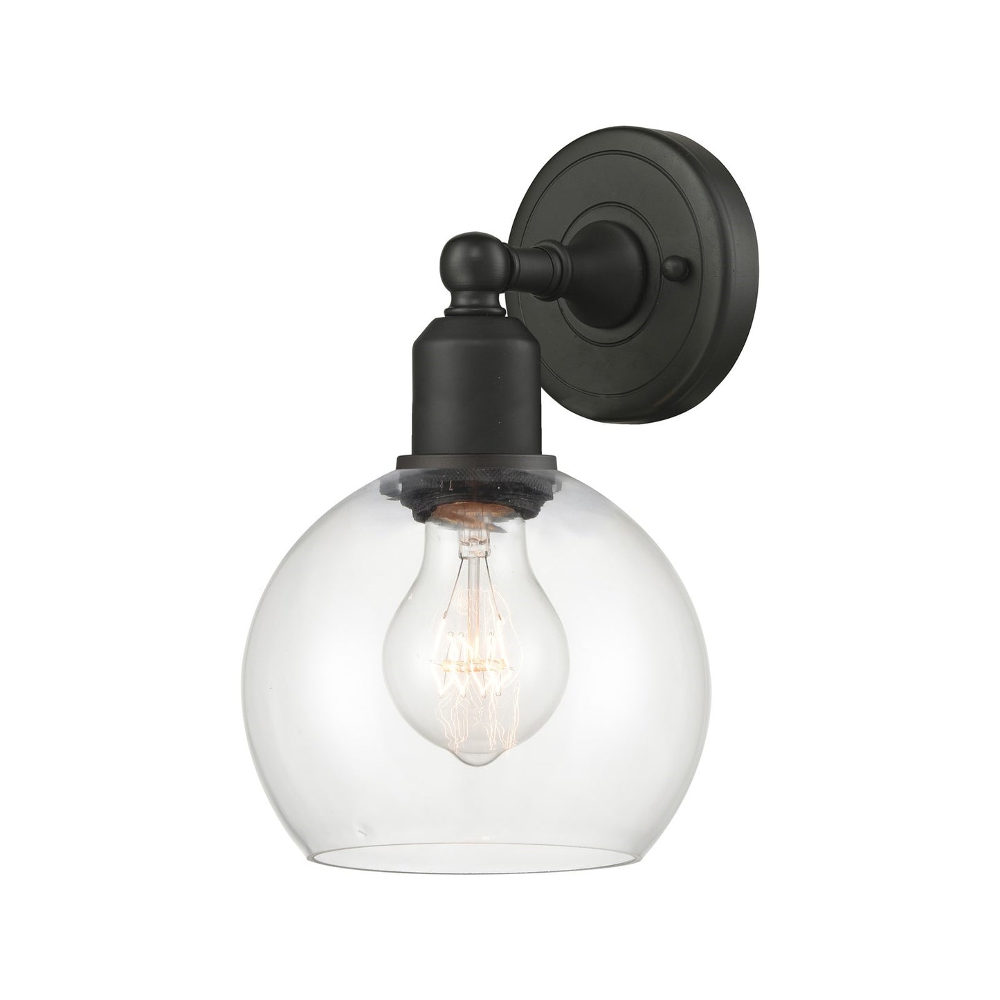 Innovations Athens 1-Light 6in Wall Sconce | Industrial Oil Rubbed Bronze Steel and Clear Glass | Bathroom & Hallway Accent | Model 900-1W-OB-G122-6