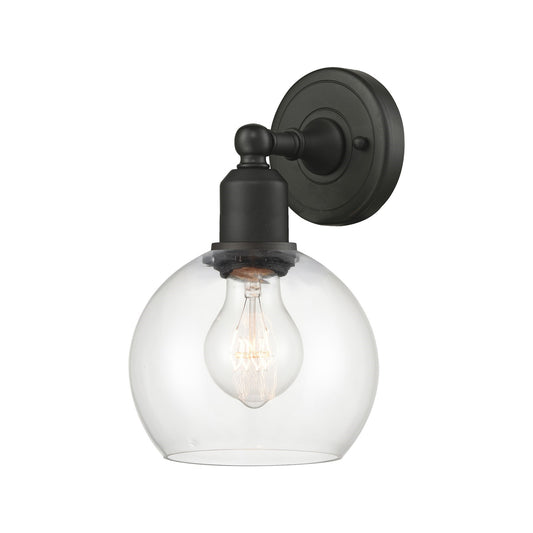 Innovations Athens 1-Light 6in Wall Sconce | Industrial Oil Rubbed Bronze Steel and Clear Glass | Bathroom & Hallway Accent | Model 900-1W-OB-G122-6