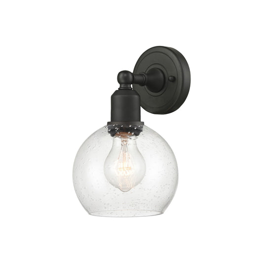 Innovations Athens 6in 1-Light Wall Sconce | Industrial Oil Rubbed Bronze Steel and Seedy Glass | Bathroom & Hallway | Model 900-1W-OB-G124-6