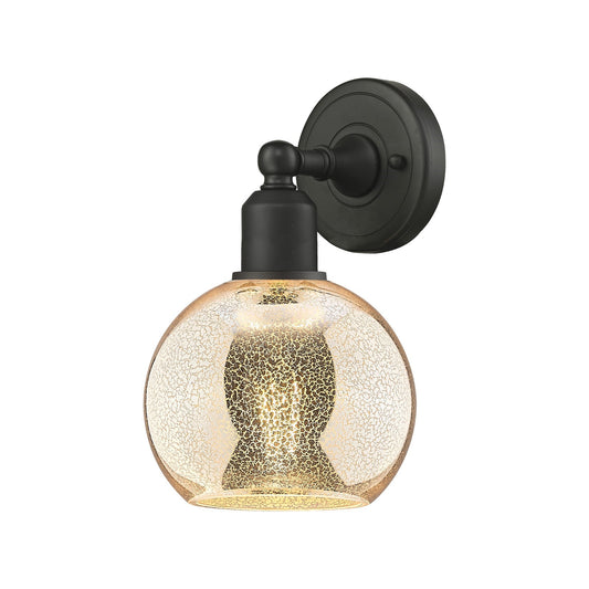 Innovations Athens 6in 1-Light Wall Sconce | Industrial Oil Rubbed Bronze Steel and Mercury Glass | Living Room & Hallway Accent | Model 900-1W-OB-G128-6