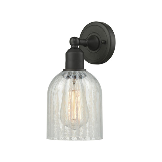 Innovations Caledonia 5in 1-Light Wall Sconce | Industrial Oil Rubbed Bronze Steel and Mouchette Glass | Bedroom & Hallway Accent | Model 900-1W-OB-G2511