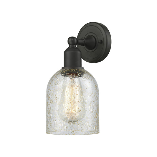 Innovations Caledonia 5in 1-Light Wall Sconce | Industrial Oil Rubbed Bronze Steel and Mica Glass | Damp Rated Bedroom & Hallway | Model 900-1W-OB-G259