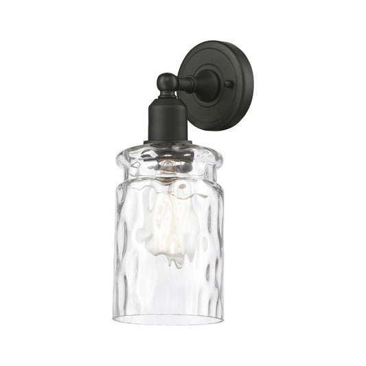 Innovations Candor 1-Light 5in Wall Sconce | Industrial Oil Rubbed Bronze Steel and Clear Waterglass Glass | Living Room & Hallway | Model 900-1W-OB-G352
