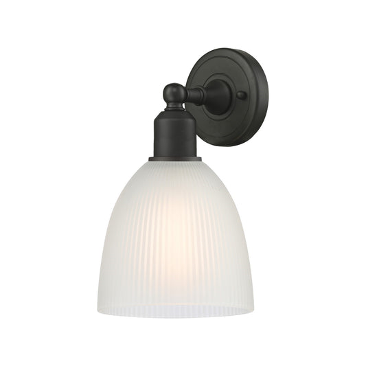 Innovations Castile 6in 1-Light Wall Sconce | Industrial Oil Rubbed Bronze Steel and White Glass | Living Room & Hallway Accent | Model 900-1W-OB-G381