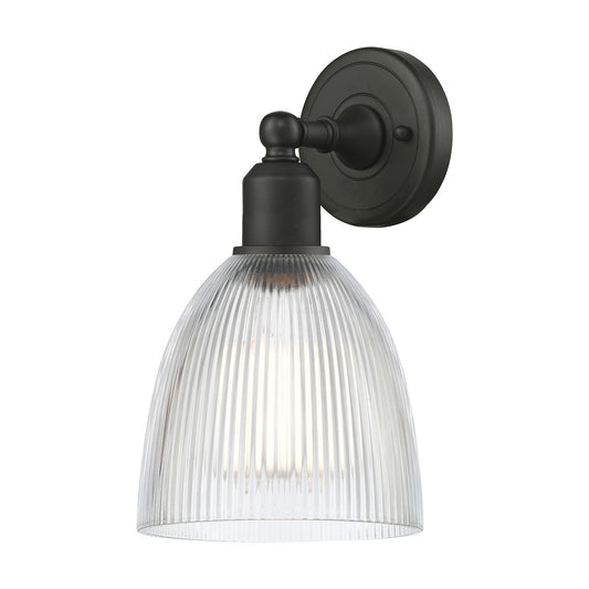 Innovations Castile 6in 1-Light Wall Sconce | Industrial Oil Rubbed Bronze Steel and Clear Glass | Living Room & Hallway Accent | Model 900-1W-OB-G382