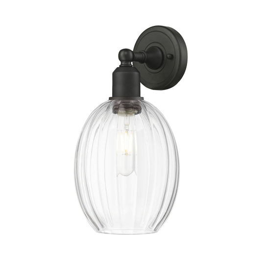 Innovations Preston Bulb 6.25in 1-Light Wall Sconce | Industrial Oil Rubbed Bronze Steel and Clear Glass | Damp-Rated Bathroom | Model 900-1W-OB-G459-6CL