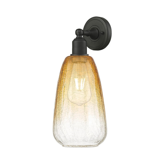 Innovations Brookhaven Almond 6in 1-Light Wall Sconce | Industrial Oil Rubbed Bronze Steel and Amber Glass | Damp Rated | Model 900-1W-OB-G480-6AM