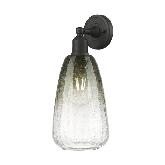 Innovations Brookhaven Almond 6in 1-Light Wall Sconce | Industrial Oil Rubbed Bronze Steel and Slate Glass | Damp Rated Hallway | Model 900-1W-OB-G480-6SL