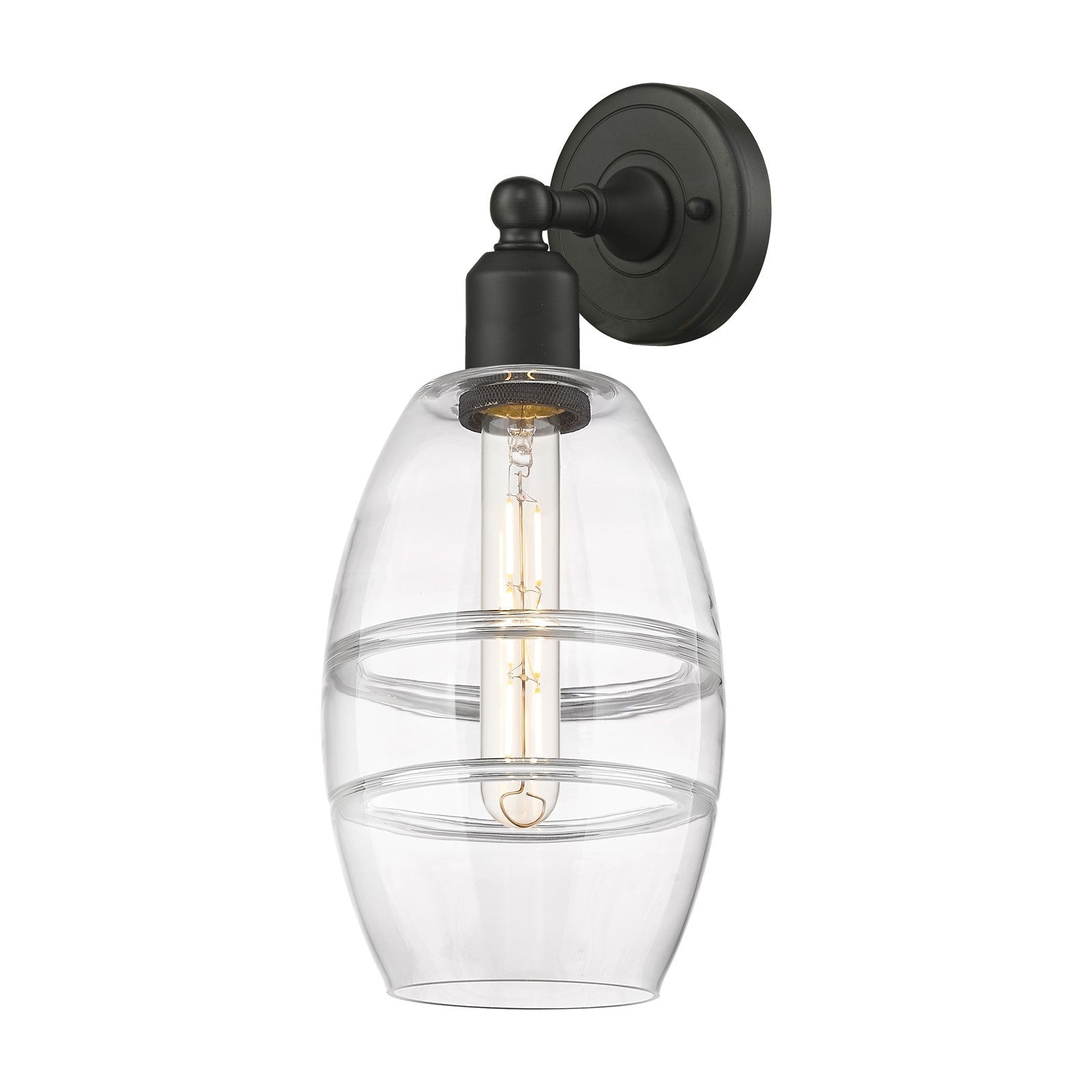 Innovations Vaz 6in 1-Light Wall Sconce | Industrial Oil Rubbed Bronze Steel and Clear Glass | Damp Rated Hallway & Bathroom | Model 900-1W-OB-G557-6CL