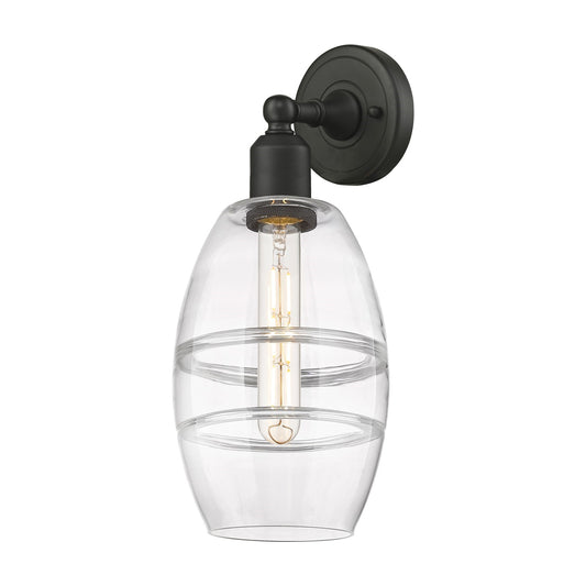 Innovations Vaz 6in 1-Light Wall Sconce | Industrial Oil Rubbed Bronze Steel and Clear Glass | Damp Rated Hallway & Bathroom | Model 900-1W-OB-G557-6CL