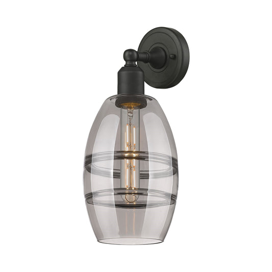 Innovations Vaz 6in 1-Light Wall Sconce | Industrial Oil Rubbed Bronze Steel and Light Smoke Glass | Bathroom & Hallway Damp | Model 900-1W-OB-G557-6SM