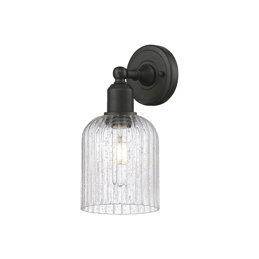 Innovations Bridal Veil 5in 1-Light Wall Sconce | Industrial Oil Rubbed Bronze Steel and Seedy Glass | Bathroom & Hallway | Model 900-1W-OB-G559-5SDY