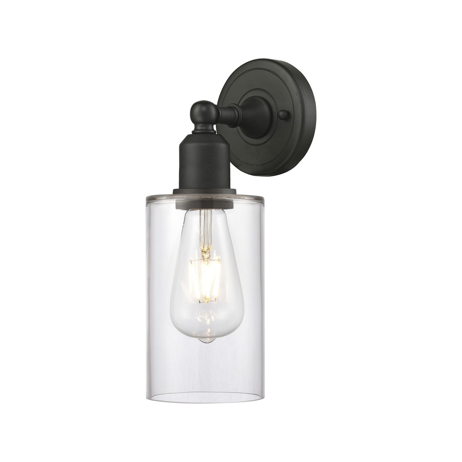 Innovations Clymer 1-Light Wall Sconce | Industrial Oil Rubbed Bronze Steel and Clear Glass | Hallway & Bathroom Accent | Model 900-1W-OB-G802