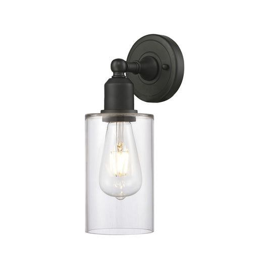 Innovations Clymer 1-Light Wall Sconce | Industrial Oil Rubbed Bronze Steel and Clear Glass | Hallway & Bathroom Accent | Model 900-1W-OB-G802