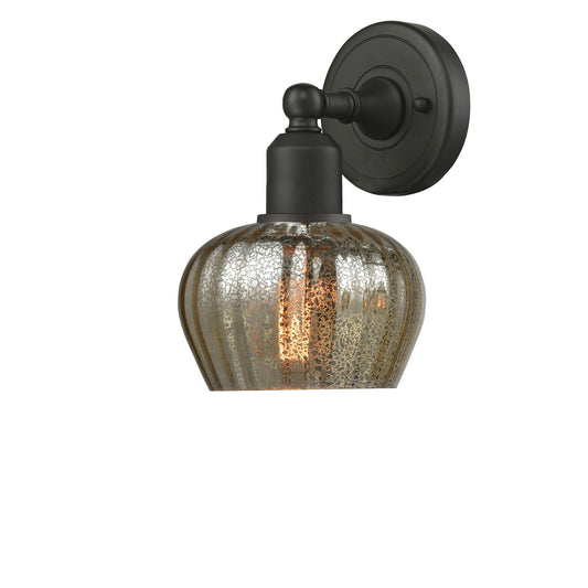 Innovations Fenton 1-Light Wall Sconce | Industrial Oil Rubbed Bronze Steel and Mercury Ribbed Glass | Bedroom & Hallway Accent | Model 900-1W-OB-G96-LED