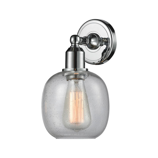 Innovations Belfast 6in 1-Light Wall Sconce | Industrial Polished Chrome Steel and Seedy Glass | Bathroom & Hallway Accent | Model 900-1W-PC-G104