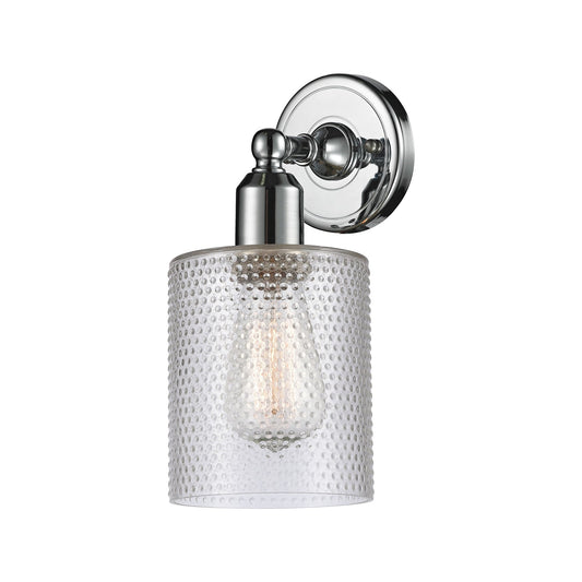 Innovations Cobbleskill 5in 1-Light Wall Sconce | Industrial Modern Polished Chrome and Clear Glass | Entryway & Hallway Accent | Model 900-1W-PC-G112