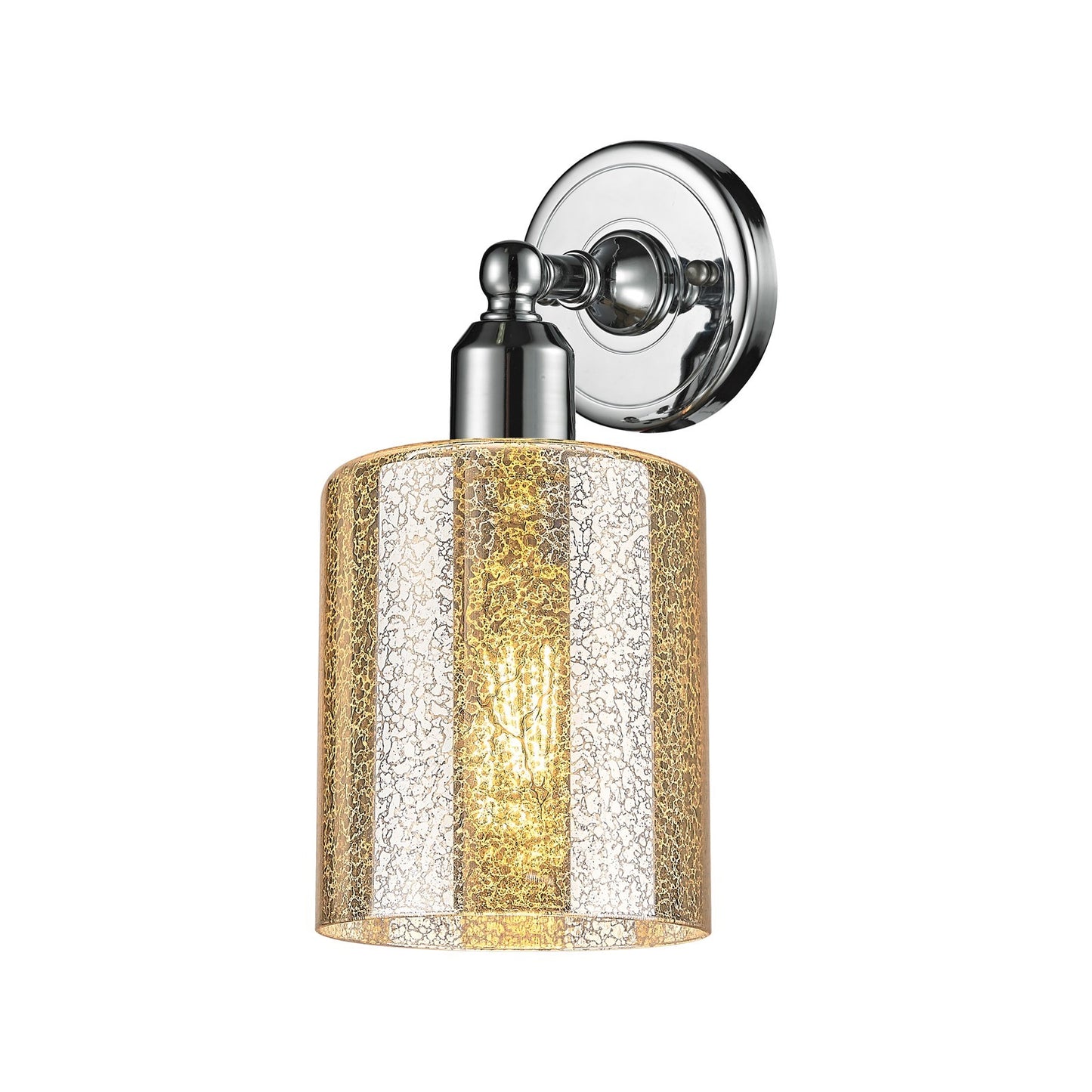 Innovations Cobbleskill 5in 1-Light Wall Sconce | Industrial Polished Chrome Steel and Mercury Glass | Bathroom & Hallway Accent | Model 900-1W-PC-G116