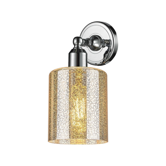 Innovations Cobbleskill 5in 1-Light Wall Sconce | Industrial Polished Chrome Steel and Mercury Glass | Bathroom & Hallway Accent | Model 900-1W-PC-G116