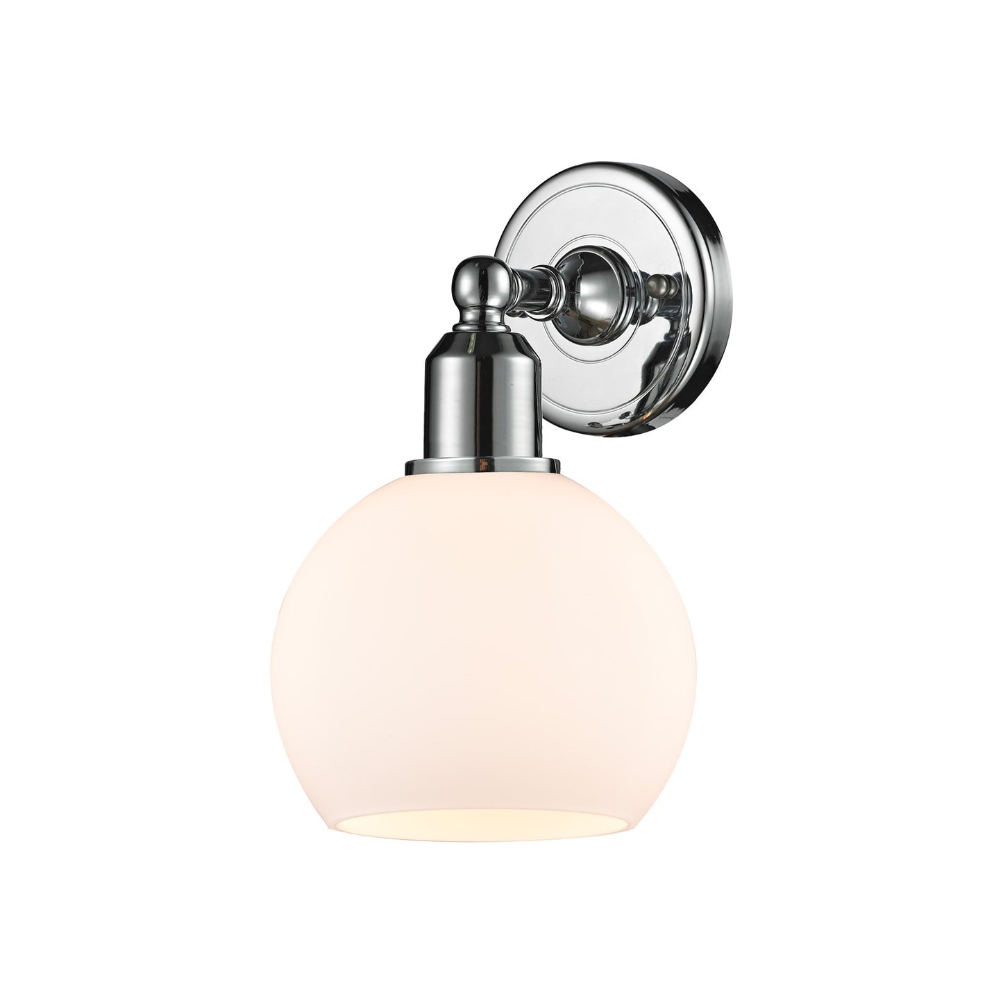 Innovations Athens 1-Light 6in Wall Sconce | Industrial Polished Chrome Steel and Cased Matte White Glass | Bathroom & Hallway | Model 900-1W-PC-G121-6