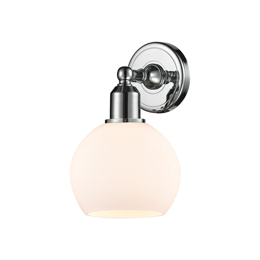 Innovations Athens 1-Light 6in Wall Sconce | Industrial Polished Chrome Steel and Cased Matte White Glass | Bathroom & Hallway | Model 900-1W-PC-G121-6