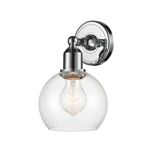 Innovations Athens 5.875in 1-Light Wall Sconce | Industrial Polished Chrome Steel and Cast Brass Clear Glass | Hallway & Bathroom | Model 900-1W-PC-G122-6