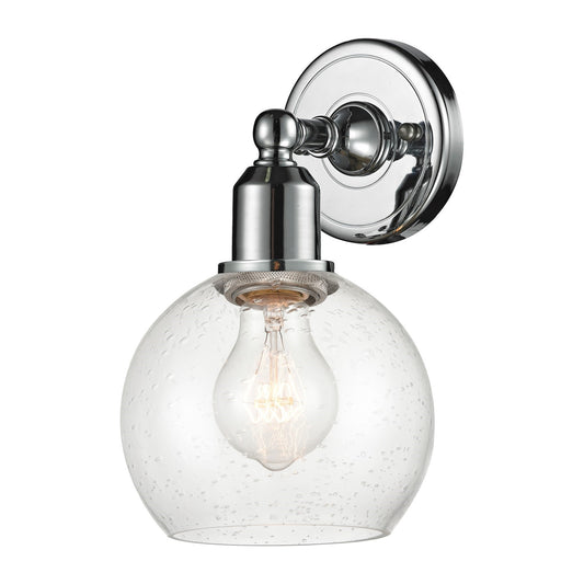 Innovations Athens 6in 1-Light Wall Sconce | Industrial Polished Chrome Steel and Seedy Glass | Hallway & Bathroom Accent | Model 900-1W-PC-G124-6