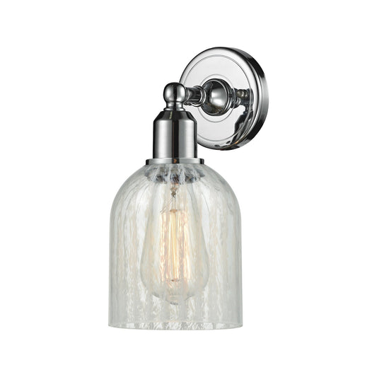 Innovations Caledonia 5in 1-Light Wall Sconce | Industrial Polished Chrome Steel and Mouchette Glass | Hallway & Bathroom Accent | Model 900-1W-PC-G2511