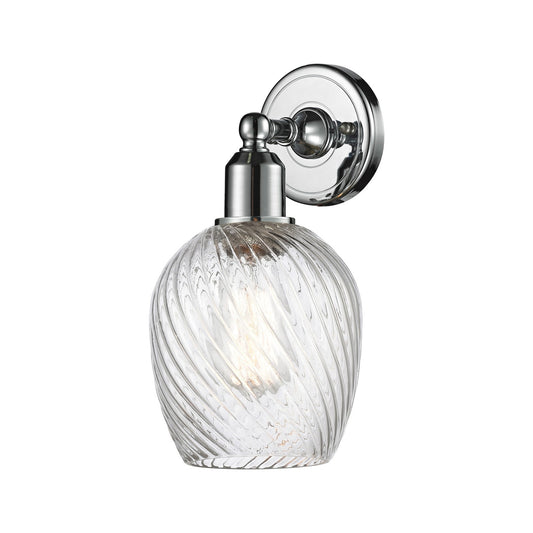 Innovations Salina 5.75in 1-Light Wall Sconce | Industrial Polished Chrome and Clear Spiral Fluted Glass | Bathroom & Hallway | Model 900-1W-PC-G292