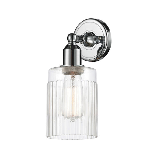 Innovations Hadley 4.5in 1-Light Wall Sconce | Industrial Polished Chrome and Clear Ribbed Glass | Bathroom & Hallway Accent | Model 900-1W-PC-G342