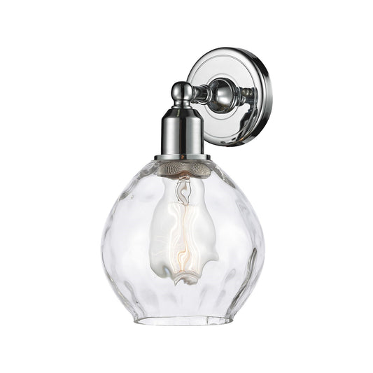 Innovations Waverly 6in 1-Light Wall Sconce | Industrial Polished Chrome Steel and Clear Globe Glass | Bathroom & Hallway | Model 900-1W-PC-G362
