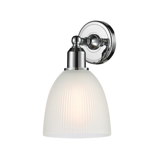 Innovations Castile 6in 1-Light Wall Sconce | Industrial Polished Chrome Steel and White Glass | Bathroom & Hallway | Model 900-1W-PC-G381
