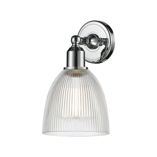 Innovations Castile 6in 1-Light Wall Sconce | Industrial Polished Chrome Steel and Clear Glass | Bathroom & Hallway | Model 900-1W-PC-G382