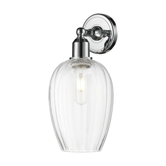 Innovations Preston Flute 6.25in 1-Light Wall Sconce | Industrial Polished Chrome and Clear Glass | Bathroom & Hallway Accent | Model 900-1W-PC-G457-6CL