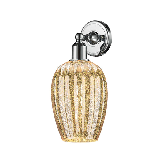 Innovations Preston Flute 6.25in 1-Light Wall Sconce | Industrial Polished Chrome and Mercury Glass | Bathroom & Hallway Accent | Model 900-1W-PC-G457-6ME