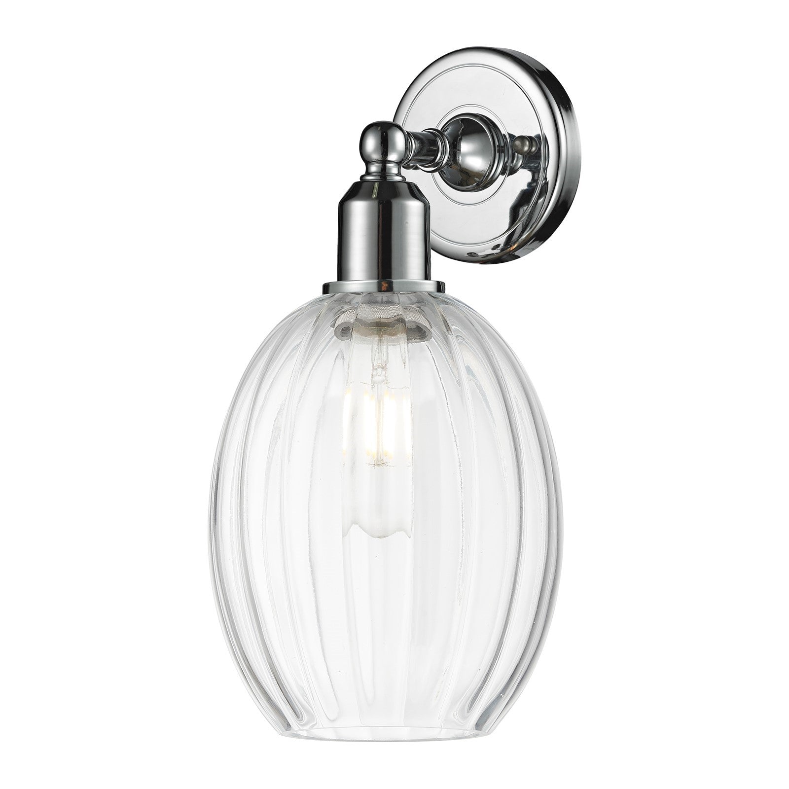 Innovations Preston Bulb 6in 1-Light Wall Sconce | Industrial Polished Chrome Steel and Clear Glass | Bedroom & Hallway Accent | Model 900-1W-PC-G459-6CL