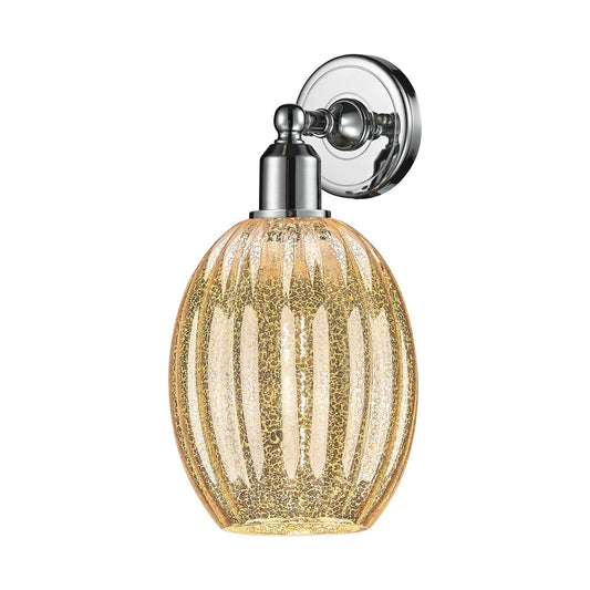 Innovations Preston Bulb 6in 1-Light Wall Sconce | Industrial Polished Chrome Steel and Mercury Glass | Bedroom & Hallway | Model 900-1W-PC-G459-6ME