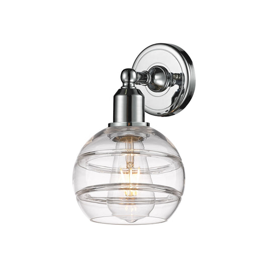 Innovations Rochester 6in 1-Light Wall Sconce | Industrial Polished Chrome and Clear Glass | Bathroom & Hallway Accent | Model 900-1W-PC-G556-6CL