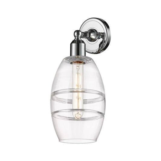 Innovations Vaz 6in 1-Light Wall Sconce | Industrial Polished Chrome and Clear Glass | Bathroom & Hallway Accent | Model 900-1W-PC-G557-6CL