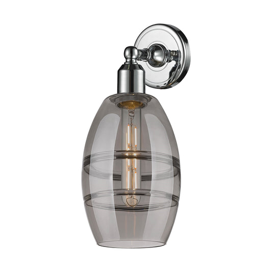 Innovations Vaz 6in 1-Light Wall Sconce | Industrial Polished Chrome and Light Smoke Glass | Bathroom & Hallway Accent | Model 900-1W-PC-G557-6SM