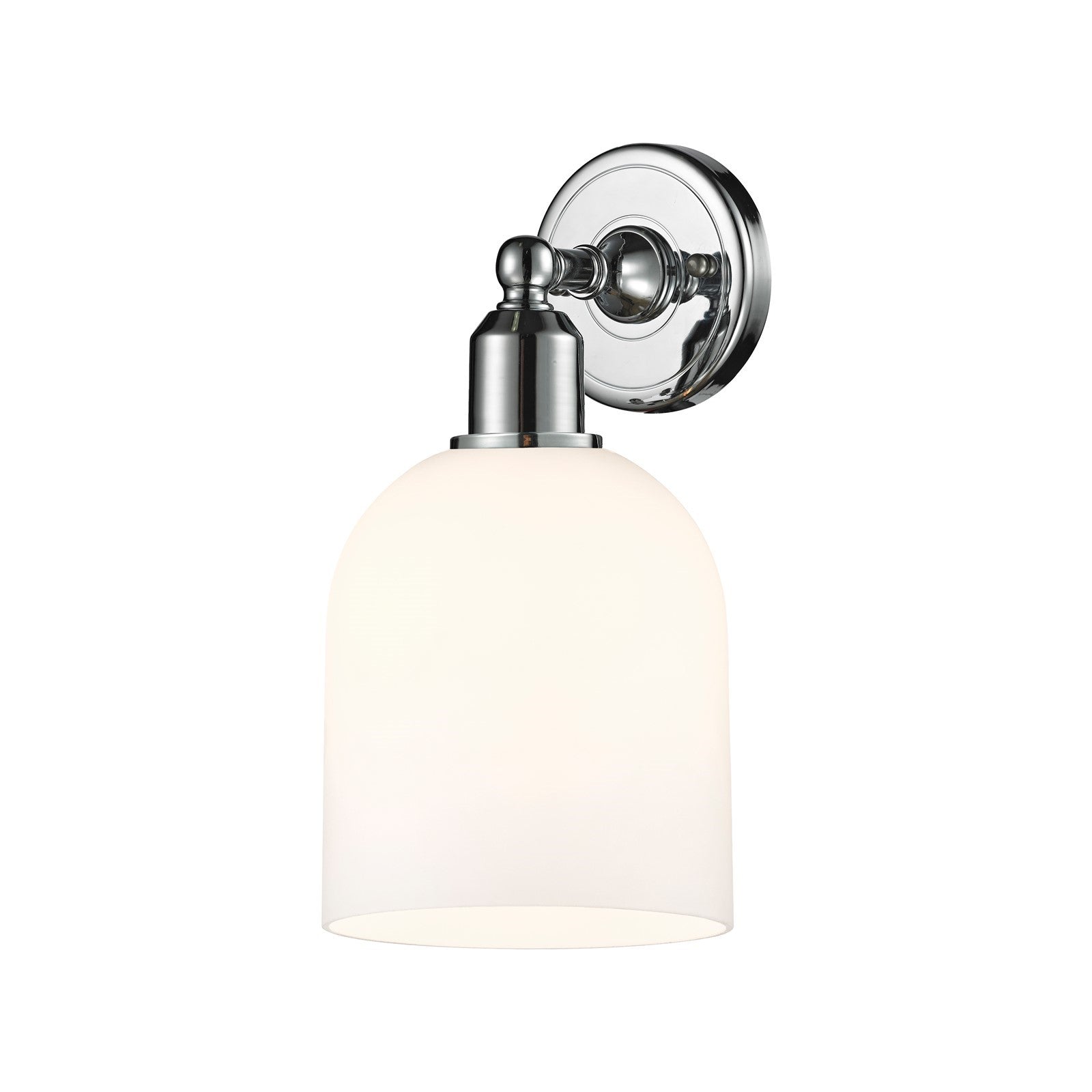 Innovations Bella 6in 1-Light Wall Sconce | Industrial Polished Chrome Steel and White Glass | Bathroom & Hallway Accent | Model 900-1W-PC-G558-6GWH
