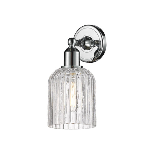 Innovations Bridal Veil 5in 1-Light Wall Sconce | Industrial Polished Chrome and Clear Ribbed Glass | Bathroom & Hallway Accent | Model 900-1W-PC-G559-5CL