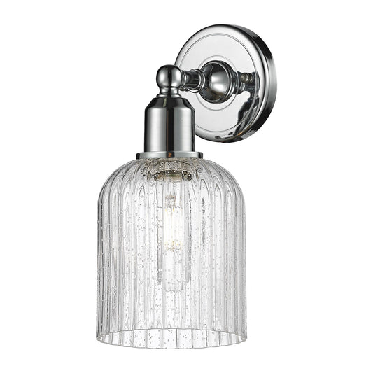 Innovations Bridal Veil 5in 1-Light Wall Sconce | Industrial Polished Chrome and Seedy Ribbed Glass | Bathroom & Hallway | Model 900-1W-PC-G559-5SDY