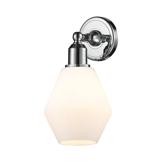 Innovations Cindyrella 6in 1-Light Wall Sconce | Industrial Polished Chrome and Cased Matte White Glass | Bathroom & Hallway | Model 900-1W-PC-G651-6