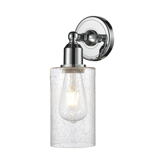 Innovations Clymer 4in 1-Light Wall Sconce | Industrial Polished Chrome Steel and Seedy Glass | Bathroom & Hallway Accent | Model 900-1W-PC-G804