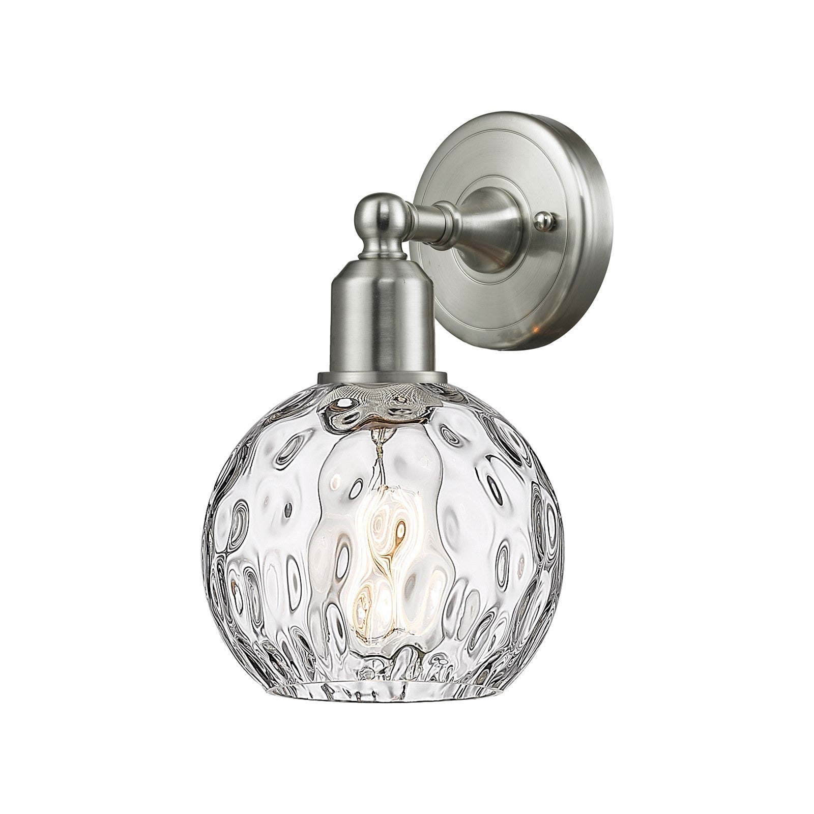Innovations Athens Water Glass 6in 1-Light Wall Sconce | Industrial Brushed Satin Nickel Steel and Cast Brass with Clear Water | Model 900-1W-SN-G1215-6
