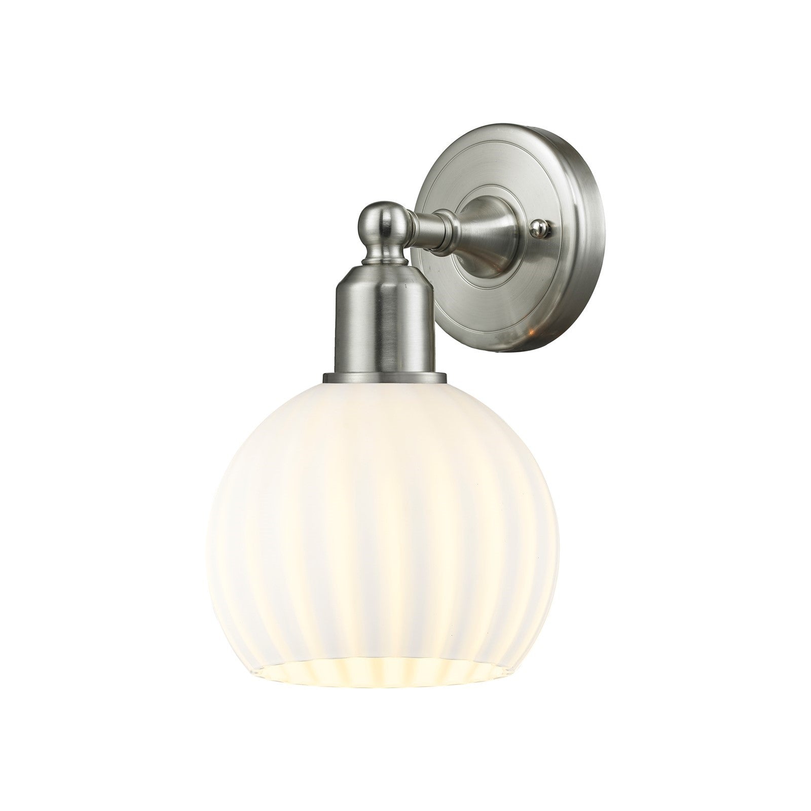 Innovations White Venetian 6in 1-Light Wall Sconce | Industrial Brushed Satin Nickel and White Venetian Glass | Hallway & | Model 900-1W-SN-G1217-6WV