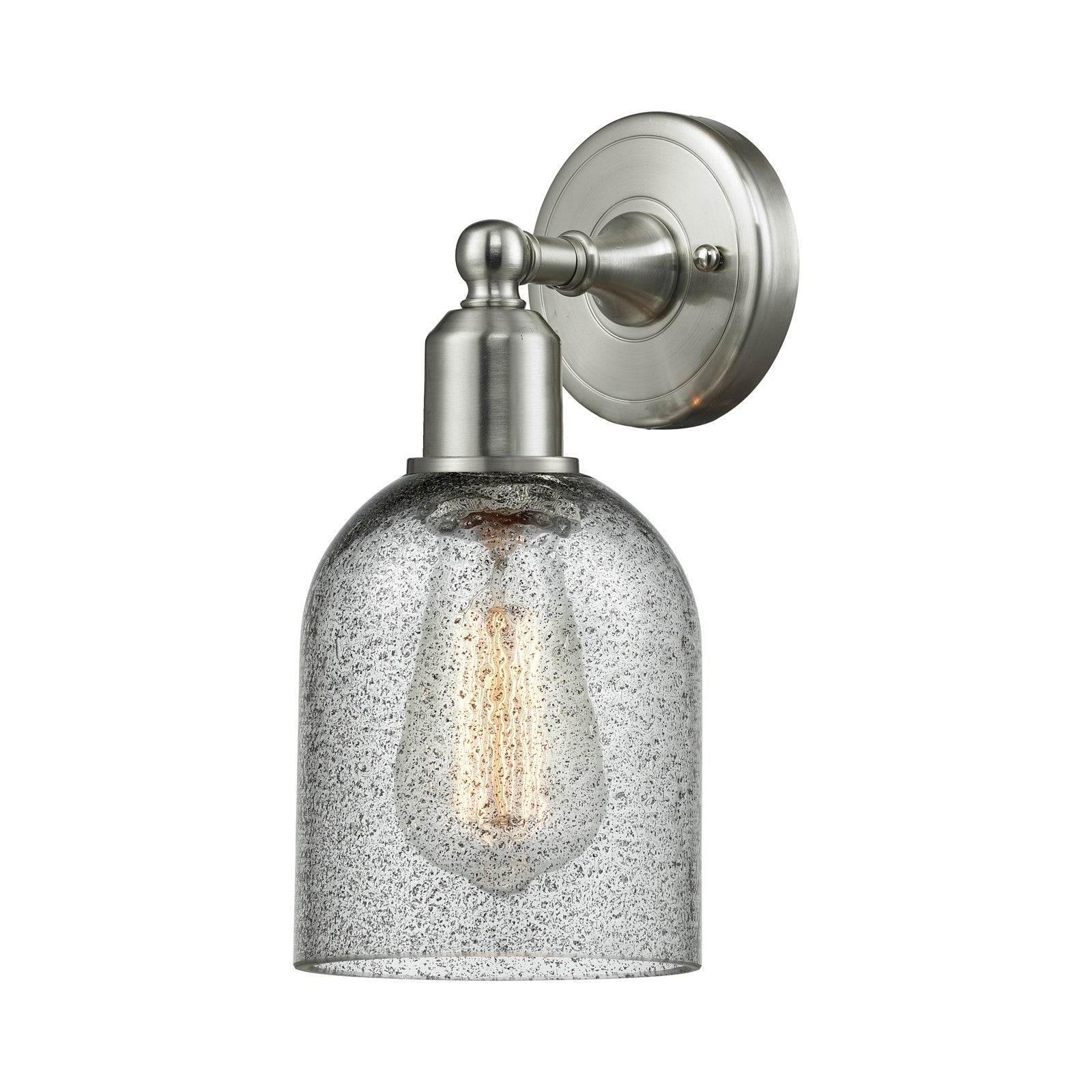 Innovations Caledonia 5in 1-Light Wall Sconce | Industrial Brushed Satin Nickel and Charcoal Glass | Bedroom & Hallway Accent | Model 900-1W-SN-G257