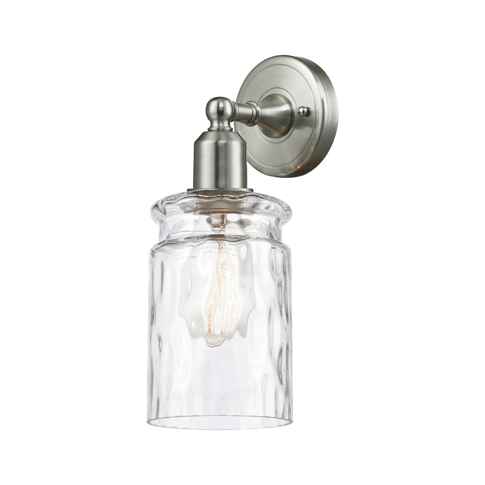 Innovations Candor 5in 1-Light Wall Sconce | Industrial Brushed Satin Nickel and Clear Waterglass | Hallway & Bathroom Accent | Model 900-1W-SN-G352